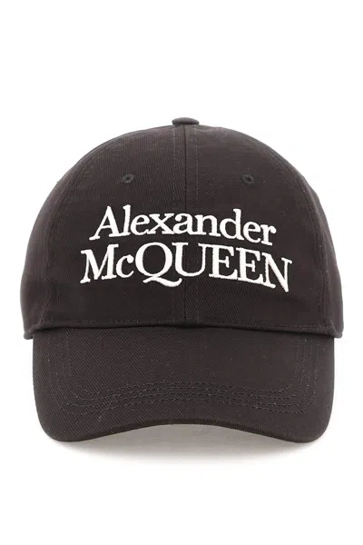 Shop Alexander Mcqueen Baseball Cap With Embroidery Men In Black
