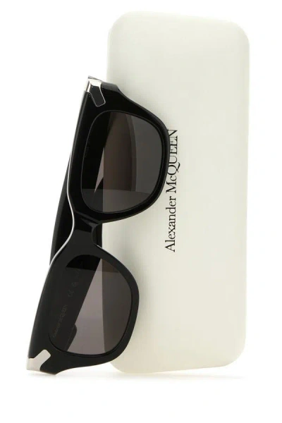 Shop Alexander Mcqueen Man Black Acetate Punk Rivet Sunglasses