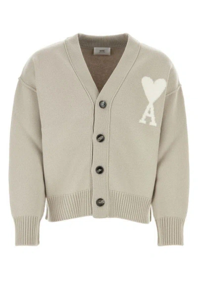 Shop Ami Alexandre Mattiussi Ami Unisex Sage Green Wool Oversize Cardigan In Gray