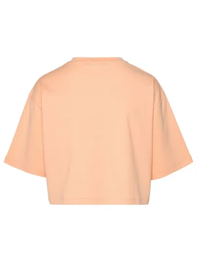Shop Balmain Woman  Orange Cotton Crop T-shirt
