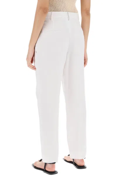 Shop Brunello Cucinelli Tapered Pants With Ple Women In White
