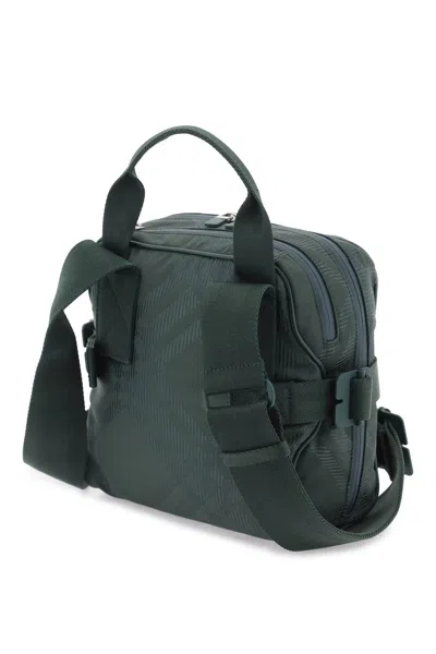 Shop Burberry "jacquard Check-in Shoulder Bag Men In Green