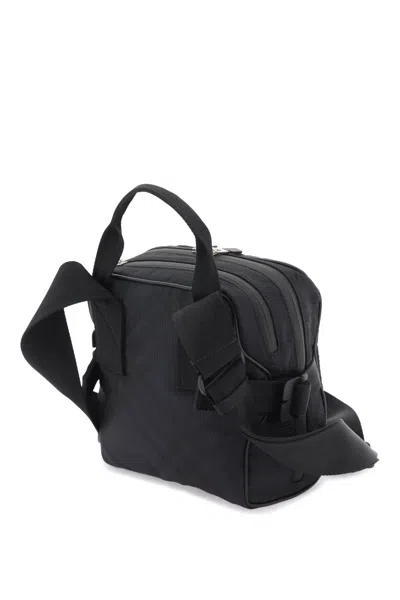 Shop Burberry "jacquard Check-in Shoulder Bag Men In Black