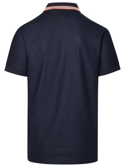 Shop Burberry Man  'pierson' Blue Cotton Polo Shirt