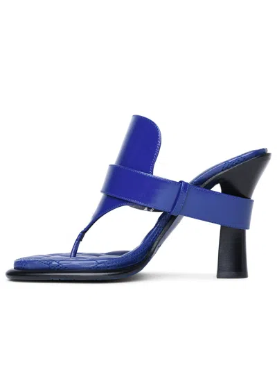 Shop Burberry Woman  'bay' Blue Leather Sandals