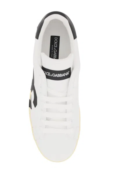 Shop Dolce & Gabbana Leather Portofino Sneakers With Dg Logo Men In Multicolor