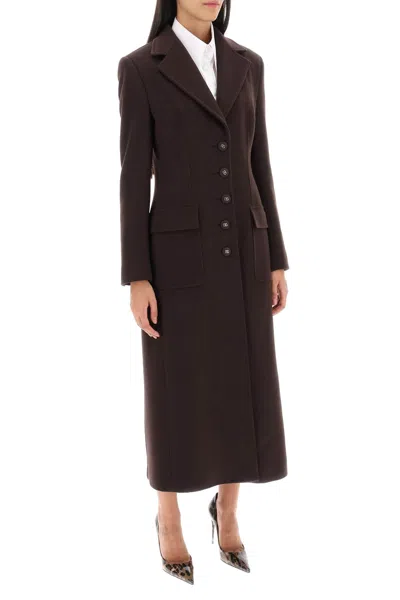 Shop Dolce & Gabbana Shaped Coat In Wool And Cashmere Women In Brown