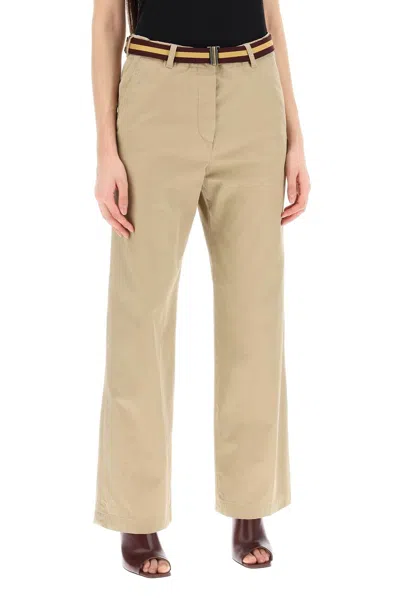 Shop Dries Van Noten Cotton Pants With Belt Women In Cream