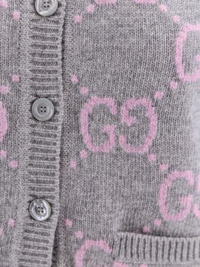 Shop Gucci Woman Cardigan Woman Grey Knitwear In Gray