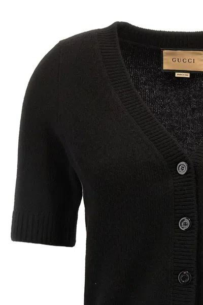Shop Gucci Women Cropped Cardigan In Black