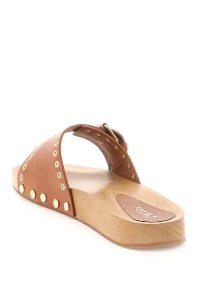 Shop Isabel Marant 'jaso' Leather Slides Women In Brown