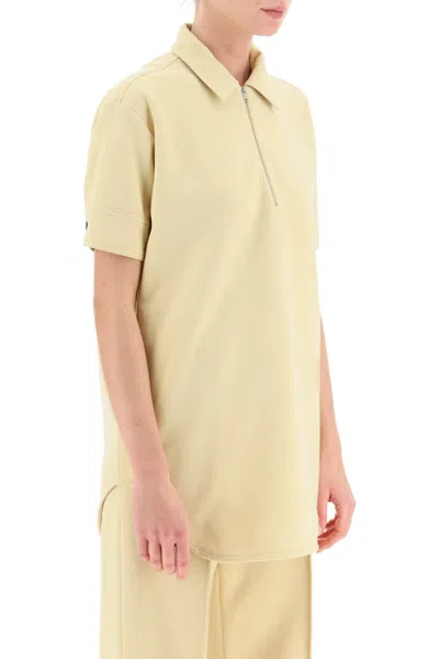 Shop Jil Sander Polo Shirt With Half Zip And Monogram Embroidery Women In Yellow