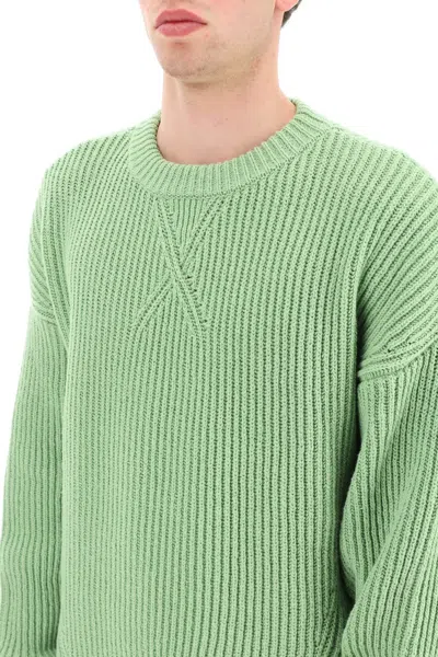 Shop Jil Sander Ribbed Wool And Cotton Sweater Men In Green