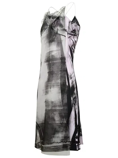 Shop Maison Margiela Woman  'freeze-frame' Multicoloured Silk Blend Dress In Gray