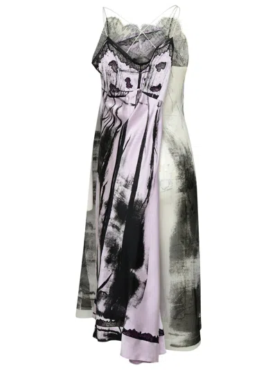 Shop Maison Margiela Woman  'freeze-frame' Multicoloured Silk Blend Dress In Gray