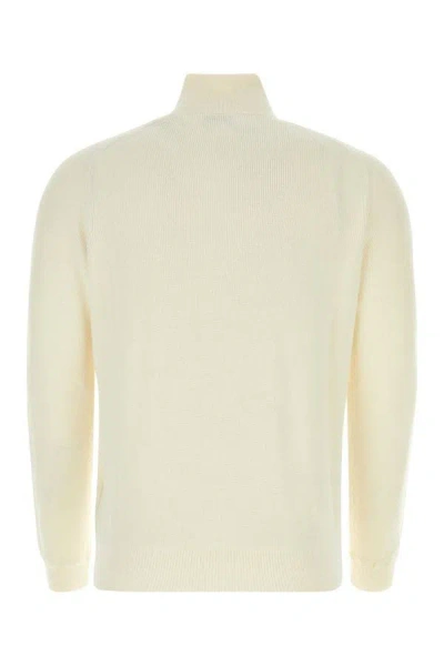 Shop Moncler Man Ivory Cotton Blend Sweater In White