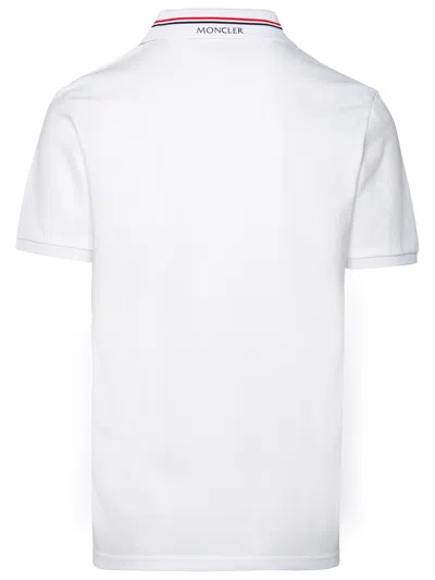 Shop Moncler Uomo White Cotton Polo Shirt