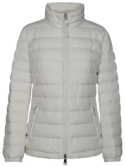 Shop Moncler Woman  'abderos' White Nylon Down Jacket