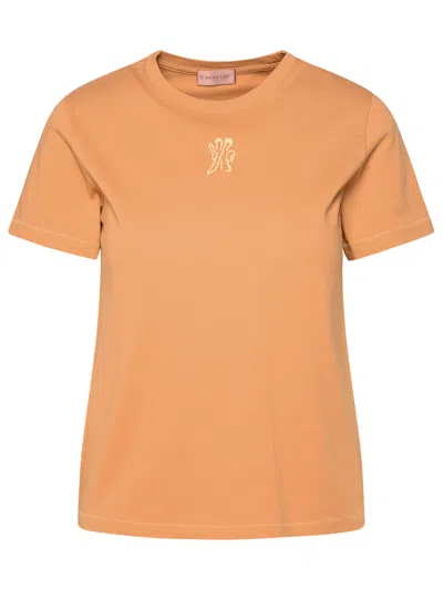 Shop Moncler Bronze Cotton T-shirt Woman In Brown