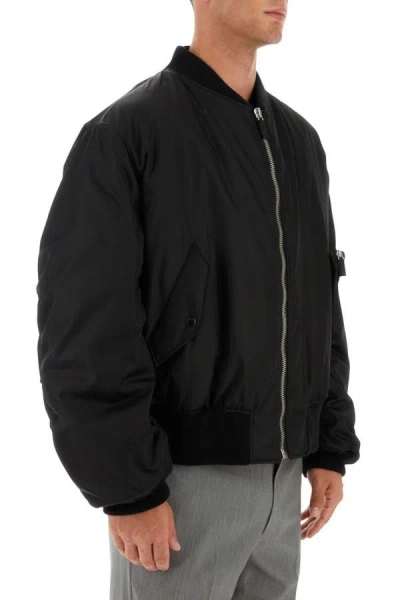 Shop Prada Man Black Re-nylon Padded Bomber Jacket