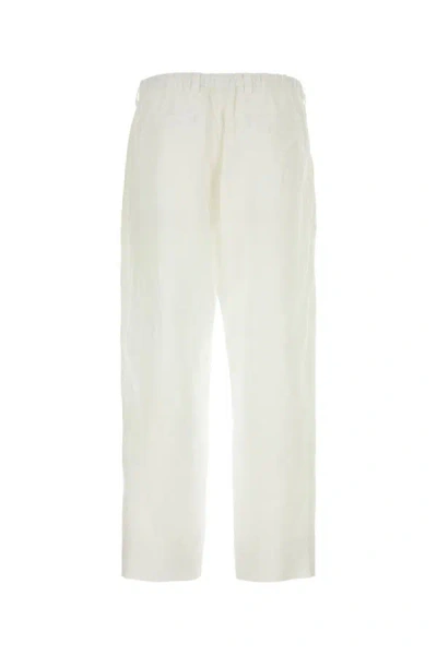 Shop Prada Man White Linen Pant