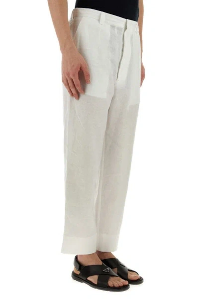 Shop Prada Man White Linen Pant