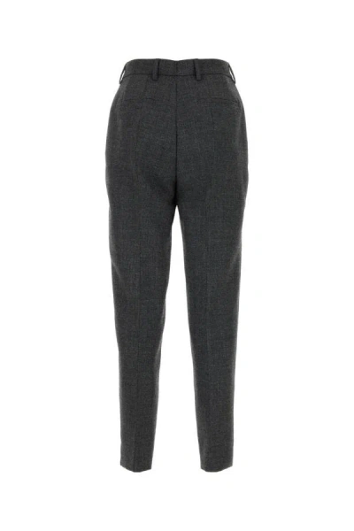 Shop Prada Woman Dark Grey Wool Pant In Gray
