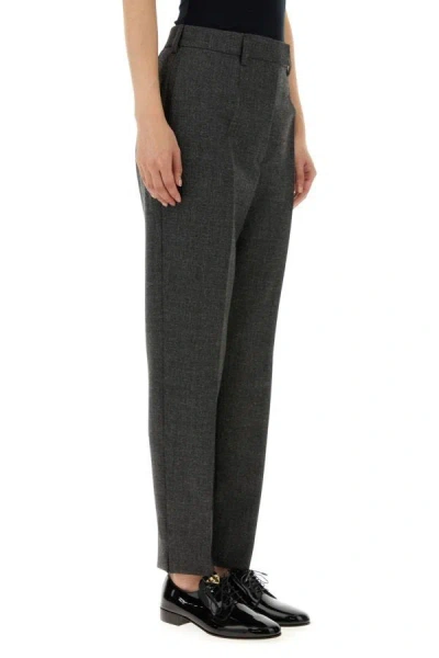 Shop Prada Woman Dark Grey Wool Pant In Gray
