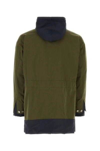 Shop Sacai Man Army Green Cotton And Nylon Reversibile Jacket
