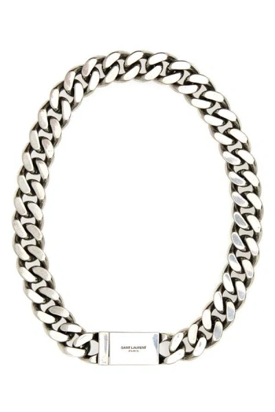 Shop Saint Laurent Man Silver Metal Barbazzale Necklace