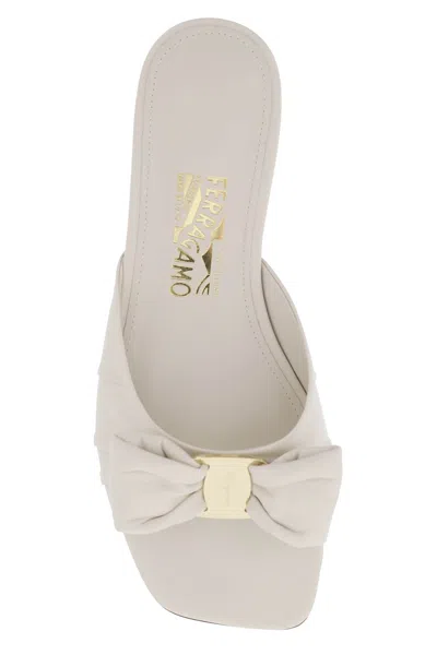 Shop Ferragamo Salvatore  "nappa Slides With Bow Detail" Women In White