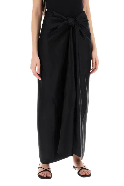 Shop Totême Toteme "satin Skirt With Bow Detail" Women In Black