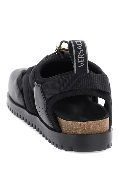 Shop Versace Medusa Track Sandals Men In Black