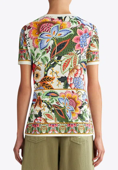 Shop Etro Bouquet Crewneck T-shirt In Multicolor