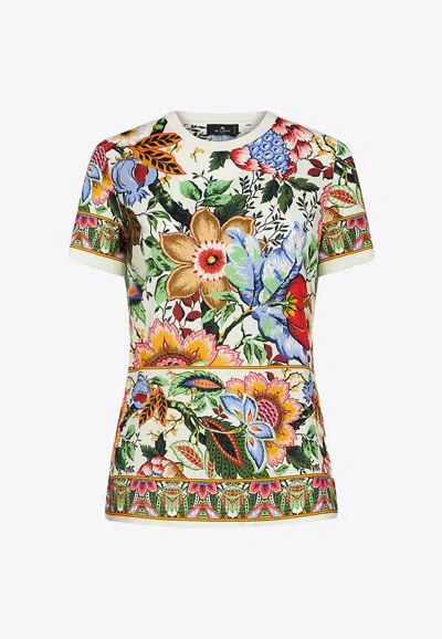 Shop Etro Bouquet Crewneck T-shirt In Multicolor