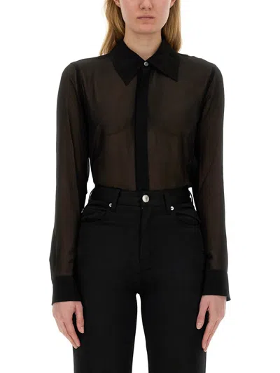 Shop Ami Alexandre Mattiussi Ami Paris Silk Shirt In Black