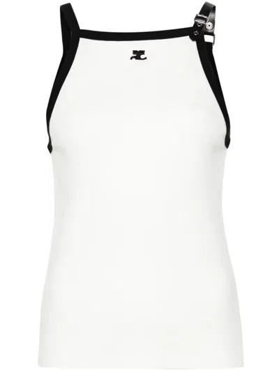 Shop Courrèges Tank Top Buckle Clothing In White
