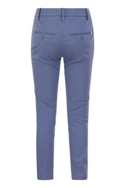 Shop Dondup Perfect - Slim-fit Cotton Gabardine Trousers In Blue