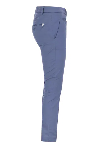 Shop Dondup Perfect - Slim-fit Cotton Gabardine Trousers In Blue