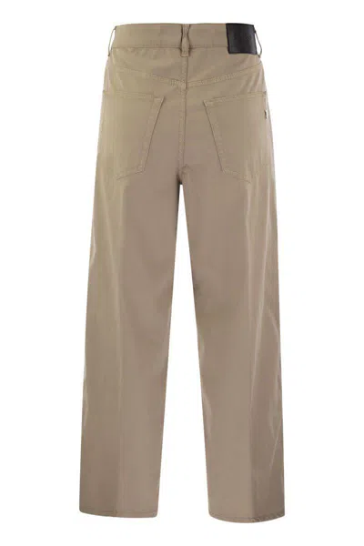 Shop Dondup Tami - 5-pocket Wide Leg Trousers In Beige