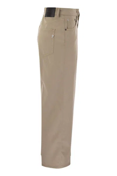 Shop Dondup Tami - 5-pocket Wide Leg Trousers In Beige