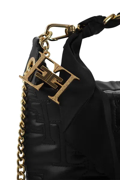 Shop Elisabetta Franchi Small Hobo With Foulard Chain In Black