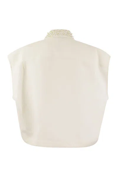 Shop Fabiana Filippi Fluid Linen And Viscose Shirt In White
