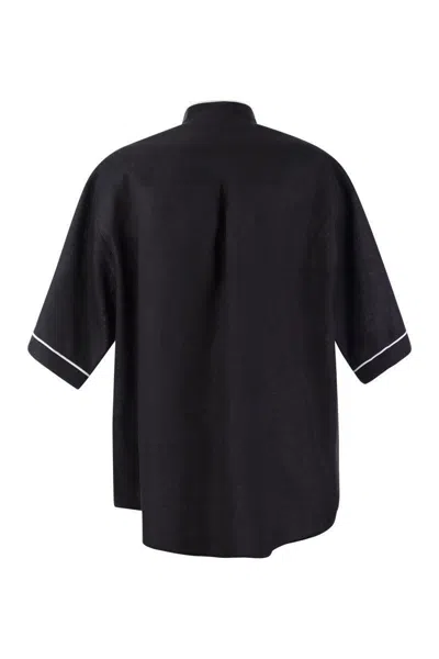 Shop Fabiana Filippi Linen Shirt In Black