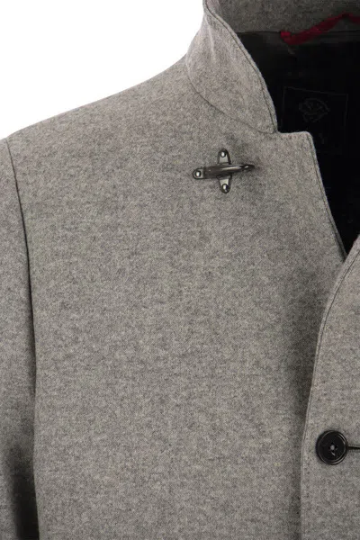 Shop Fay New Duty - Wool-blend Coat In Melange Grey