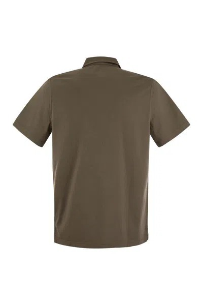 Fedeli Cotton Polo Shirt With Open Collar In Brown