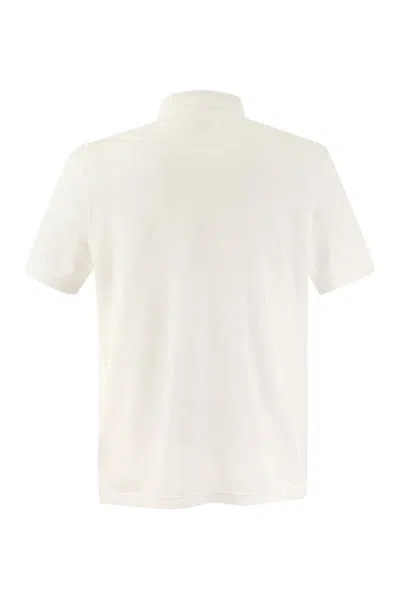 Shop Fedeli Short-sleeved Cotton Polo Shirt In White