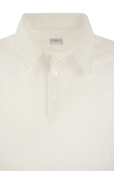 Shop Fedeli Short-sleeved Cotton Polo Shirt In White