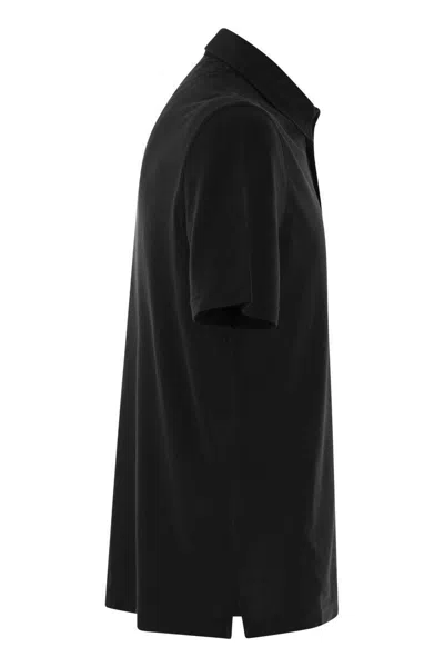 Shop Fedeli Short-sleeved Cotton Polo Shirt In Black