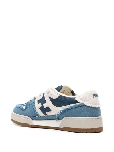 Shop Fendi Denim Match Sneakers Shoes In Blue